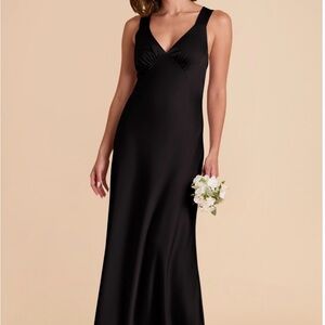 Birdy Grey Veronica Dress in Matte Black Satin Bridesmaids Dress Size S